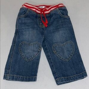 Baby Boden Baby Girl Heart Denim Jeans Size 12-18 Months